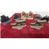 Image 5 : Four Pairs of Vintage Cast Metal Bookends: Horse Head, Stage Coach and More