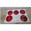 Image 1 : Set of Five Red Ribbed Glass Light Lenses, Approximately 7" Diameter Traffic? Railway?