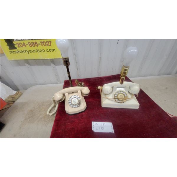 Two Vintage Northern Electric MTS Rotary Telephone Lamps, Cream-Colored, 1950s-1960s