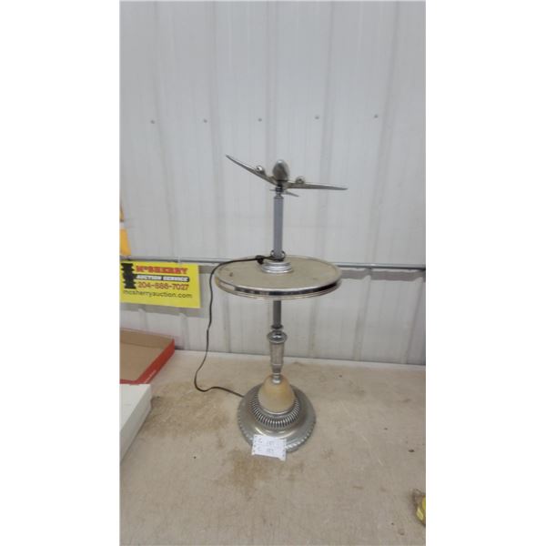 Art Deco Airplane Smoker's Floor Stand with Alabaster Accent and Chrome Finish, Circa 1930s