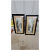 Image 1 : Pair of Framed Black and White Prints, "Moon Light" and "Daybreak" Wildlife Scenes 14 x 27" Framed