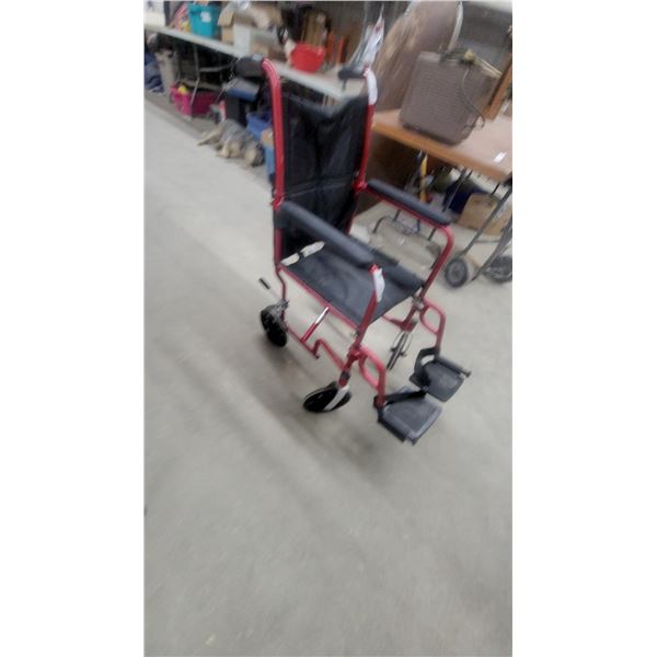 Drive Medical Red Transport Wheelchair with Padded Armrests and Swing-Away Footrests