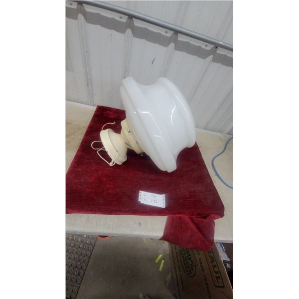Vintage Semi-Flush Mount Ceiling Light Fixture with Tiered Opal Glass Shade and Cream Metal Base