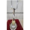 Image 3 : Art Deco Double Gooseneck Chrome Table Lamp with Fluted Milk Glass Shades, 1930s