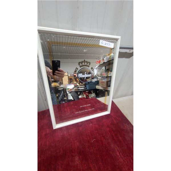 Warsteiner German Brewery Promotional Bar Mirror with Crown Logo in White Frame