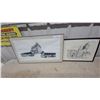 Image 1 : Framed Black and White Print of Urban Scene with East Side Omnibus Corp Buses Biggest 16 x 27"