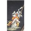 Image 4 : Native American Warrior on Horseback Velvet Painting in Carved Wooden Frame 16 x 25"