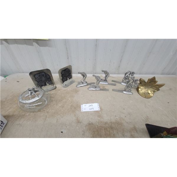Silver-Tone Metal Book Ends Dish, Pewter-Lidded and More