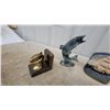 Image 4 : Brass Sailboat Sculpture on Wood and Stone Base Book Ends and More