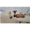 Image 2 : Collection of Vintage Sports Trophies with Wood and Acrylic Bases, Gold and Silver Tone