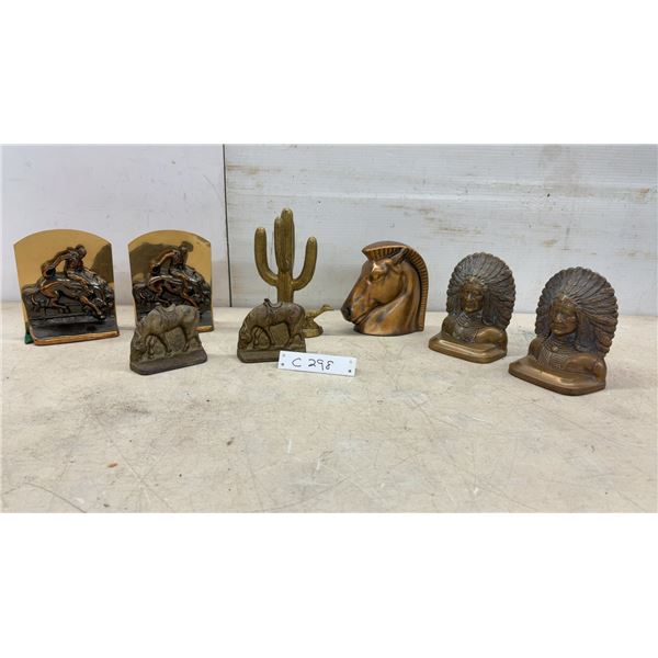 Western-Themed Bronze and Brass Bookends, Figurines, and More