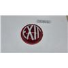Image 1 : Vintage Round Convex Red Glass Exit Light Cover with White Letters, 6 1/2" Diameter
