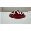 Image 3 : Vintage Round Convex Red Glass Exit Light Cover with White Letters, 6 1/2" Diameter