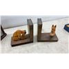 Image 5 : Hand-Carved Wooden Fireplace Bookends, Mantel Clock, and Dog Bookends