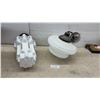 Image 1 : Art Deco Milk Glass Pendant Shade and Semi-Flush Mount Ceiling Light Fixture (Damage on Shade)