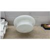 Image 4 : Art Deco Milk Glass Pendant Shade and Semi-Flush Mount Ceiling Light Fixture (Damage on Shade)