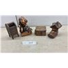 Image 1 : Vintage Cast Iron Coin Banks, Mailbox, Girl Reading, Log Cabin, and More