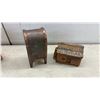 Image 3 : Vintage Cast Iron Coin Banks, Mailbox, Girl Reading, Log Cabin, and More