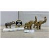 Image 1 : Brass Elephant Perpetual Desk Calendar on Marble Base and Two Brass Elephants