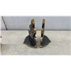 Image 5 : Three Pairs of Vintage Brass Bookends: Fleur-De-Lis, Boy Scout, and Maple Leaf with Kiwi