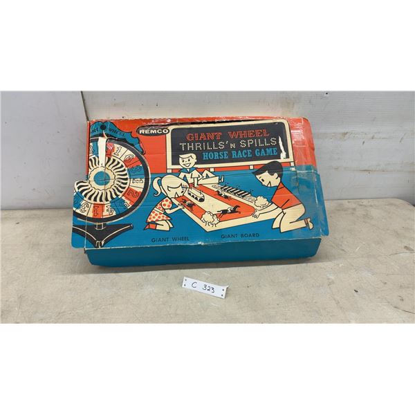 Vintage Remco Giant Wheel Thrills 'N Spills Horse Race Game with Spinner, Board, and More