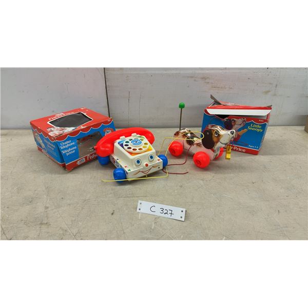 Fisher-Price Chatter Telephone #747 and Little Snoopy #693 Pull Toys with Original Boxes