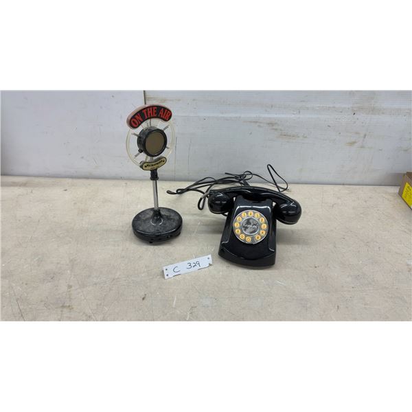 Witton Gotham Retro Push-Button Telephone and "On the Air" Desktop Microphone Reproduction