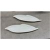 Image 2 : Pair of White Ceramic Leaf Dishes, Green Lidded Planter, and Pink Trumpet Vase