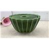Image 4 : Pair of White Ceramic Leaf Dishes, Green Lidded Planter, and Pink Trumpet Vase
