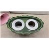 Image 5 : Pair of White Ceramic Leaf Dishes, Green Lidded Planter, and Pink Trumpet Vase