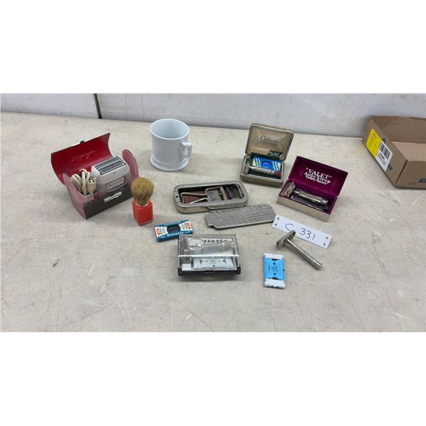 Vintage Shaving Lot: Gillette Safety Razor, Valet Auto Strop, Remington Electric Shaver, and More