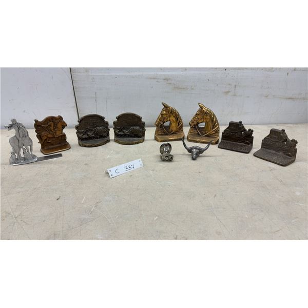 Cast Metal Stagecoach Bookends, Horse Head Bookends, Figurines, and More