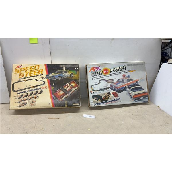 AFX Speed Steer Maniac Madness Slotless Racing System and Stop Police Radar Chase Race Sets