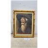 Image 1 : Oil Painting Portrait of Old Bearded Man by Gris in Gold Bamboo-Style Frame, 20 x 16"