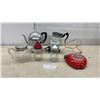 Image 1 : Seth Thomas Apple Wall Clock, Vintage Teapots, Glass Sugar Dispensers, and More