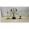 Image 1 : Lot of Three Vintage Table Lamps: Ceramic, Brass Double-Arm, and Gooseneck Base