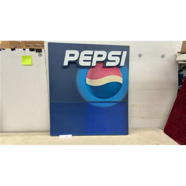 Pepsi Plastic Wall-Mount Retail Display Sign with Raised Lettering and 3D Globe Logo, 32 x 28"