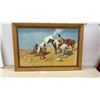Image 1 : Frederic Remington "The Smoke Signal" Print in Wooden Frame, 29 x 41"