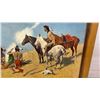 Image 4 : Frederic Remington "The Smoke Signal" Print in Wooden Frame, 29 x 41"