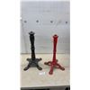 Image 1 : Two Cast Iron Ornate Pedestal Bistro Table Bases, Black and Red, Threaded Tops