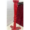 Image 4 : Two Cast Iron Ornate Pedestal Bistro Table Bases, Black and Red, Threaded Tops