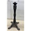Image 5 : Two Cast Iron Ornate Pedestal Bistro Table Bases, Black and Red, Threaded Tops