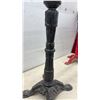 Image 7 : Two Cast Iron Ornate Pedestal Bistro Table Bases, Black and Red, Threaded Tops