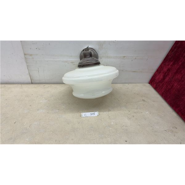 Vintage Art Deco Schoolhouse Style Semi-Flush Mount Ceiling Light with Milk Glass Shade