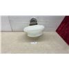 Image 1 : Vintage Art Deco Schoolhouse Style Semi-Flush Mount Ceiling Light with Milk Glass Shade