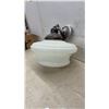 Image 5 : Vintage Art Deco Schoolhouse Style Semi-Flush Mount Ceiling Light with Milk Glass Shade