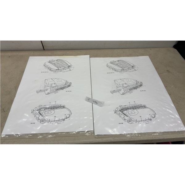 Two Winnipeg Sports Venues Illustration Prints: Investors Group Field, Bell MTS Place
