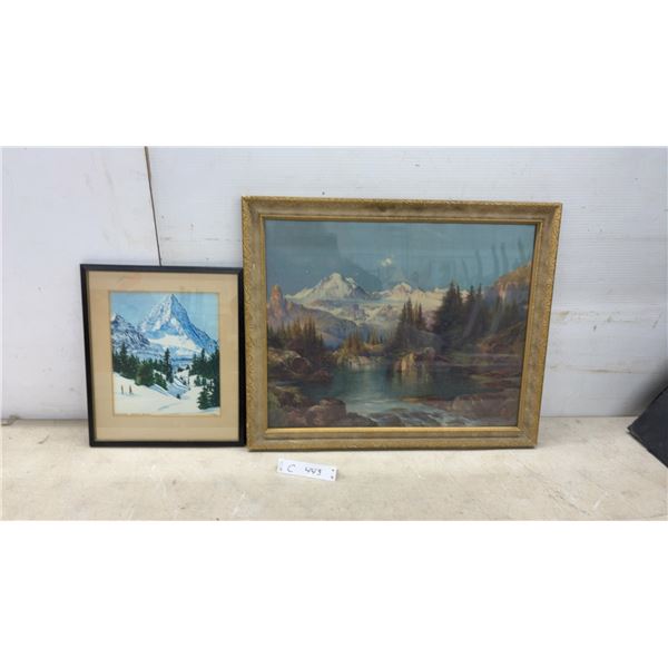Framed J. Trent "MT. Assiniboine - Canadian Rockies" Watercolor and Mountain Prin. Largest 19 x 23"