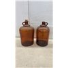 Image 3 : Vintage Amber Finger Jugs, Clear Apothecary Bottle, and J.R. Watkins Co. Bottle with Product