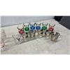 Image 6 : Vintage Bar Lot with Shot Glasses, Liquor Pourers, Cocktail Shaker, Bottle Stopper, and More
